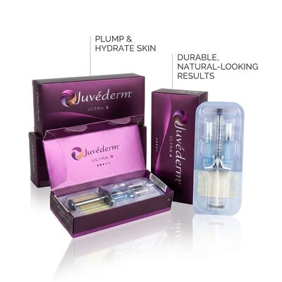 Gel Juvederm Dermal Filler produto anti-rugas projetado para suavizar rugas e melhorar os contornos faciais para profissionais