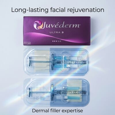 Formulação de gel Juvederm Dermal Filler 2 vezes 1 ml volume profundidade de injecção hipodérmica adequado para aplicações cosméticas médicas