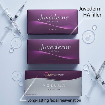 Formulação de gel Juvederm Dermal Filler 2 vezes 1 ml volume profundidade de injecção hipodérmica adequado para aplicações cosméticas médicas