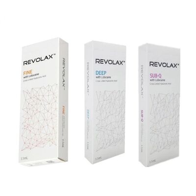 Preenchimento Dermológico Revolax Sub-Q profundo e fino, com consistência de gel suave e elástico para restauração do volume facial de aparência natural