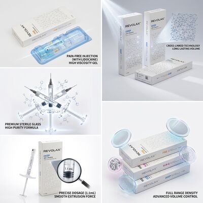 Revolax Preenchimento Glabellar Fina Hyalurónico Monofásico Ácido Hyalurónico Preenchimento Dermológico 1.1 ml para Correção de Linhas de Rosca