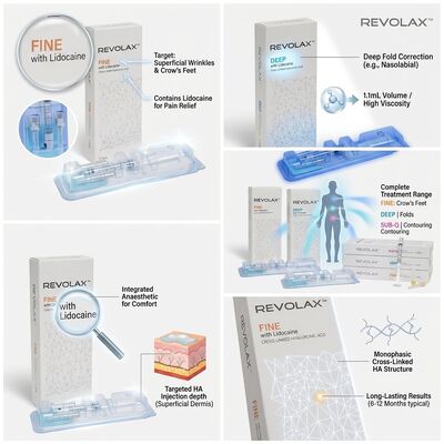 Revolax Sub-Q Preenchimento de Queixo Ácido Hialurônico Monofásico Reticulado Preenchimento Dérmico 1.1ml para Aumento de Queixo