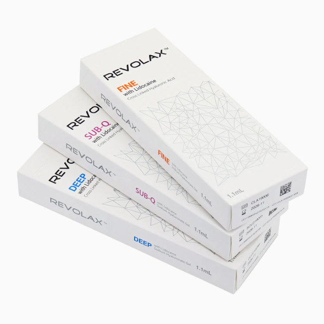 Preenchimento Dermológico Revolax Sub-Q profundo e fino, com consistência de gel suave e elástico para restauração do volume facial de aparência natural